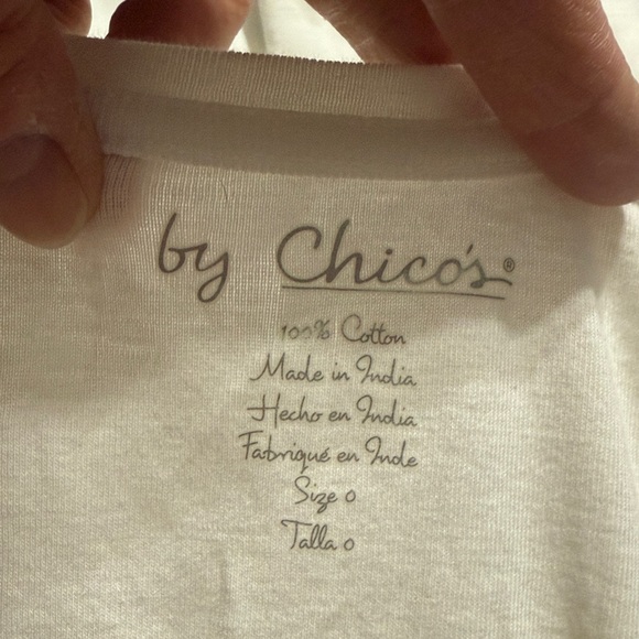 3/$14 Chico’s Cotton V-neck Tank Top Off White Size: 0 (S) - Picture 3 of 3